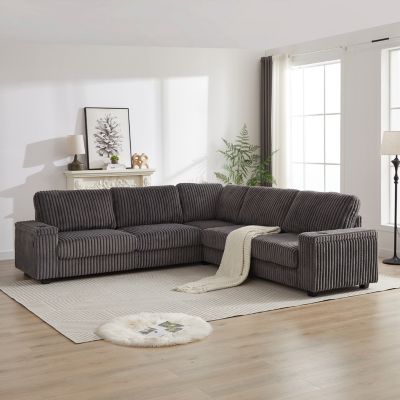 Oversized Corner Sofa with Storage, USB, and Cup-Holder