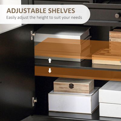 Sideboard Buffet Cabinet, Kitchen Cabinet, Coffee Bar Cabinet with 2 Drawers and Double Door Cupboard for Living Room, Entryway, Black