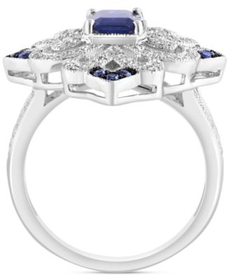 EFFY&reg; Sapphire (1-1/6 ct. t.w.) & Diamond (3/8 ct. t.w.) Statement Ring in Sterling Silver