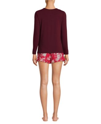 Women's Lightweight Cotton Modal Drapey Flannel 2 Piece Pajama Set - Top and Shorts