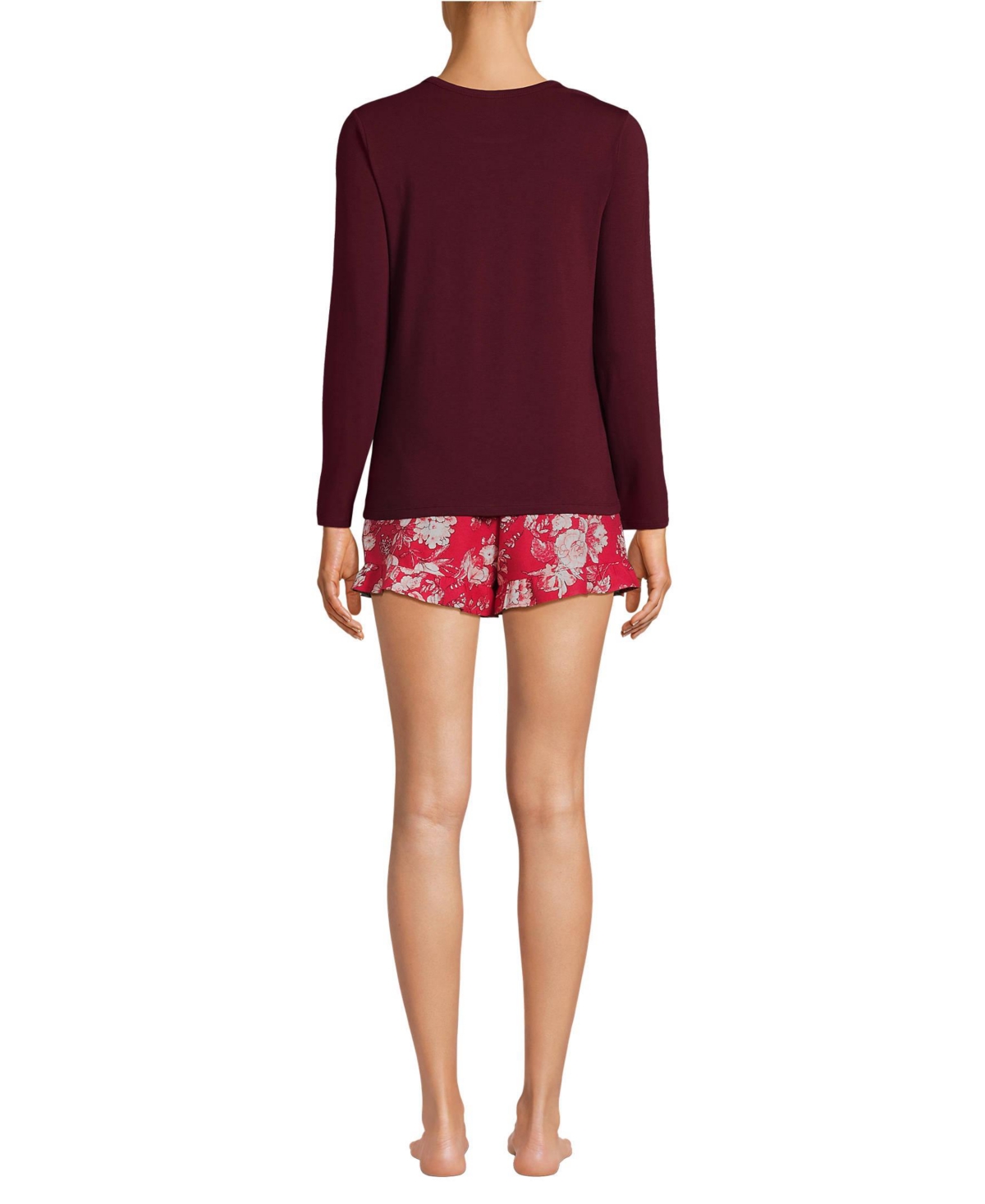 Lands' End Women's Lightweight Cotton Modal Drapey Flannel 2 Piece Pajama Set - Top and Shorts