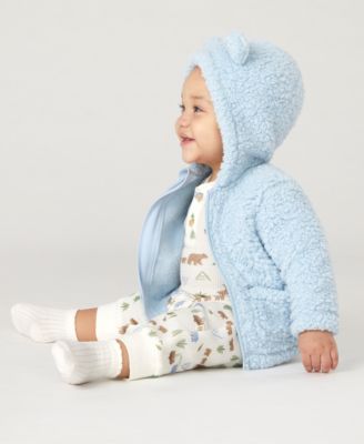 Baby Boys' Sherpa Jacket, Bodysuit and Pants 3-Piece Set