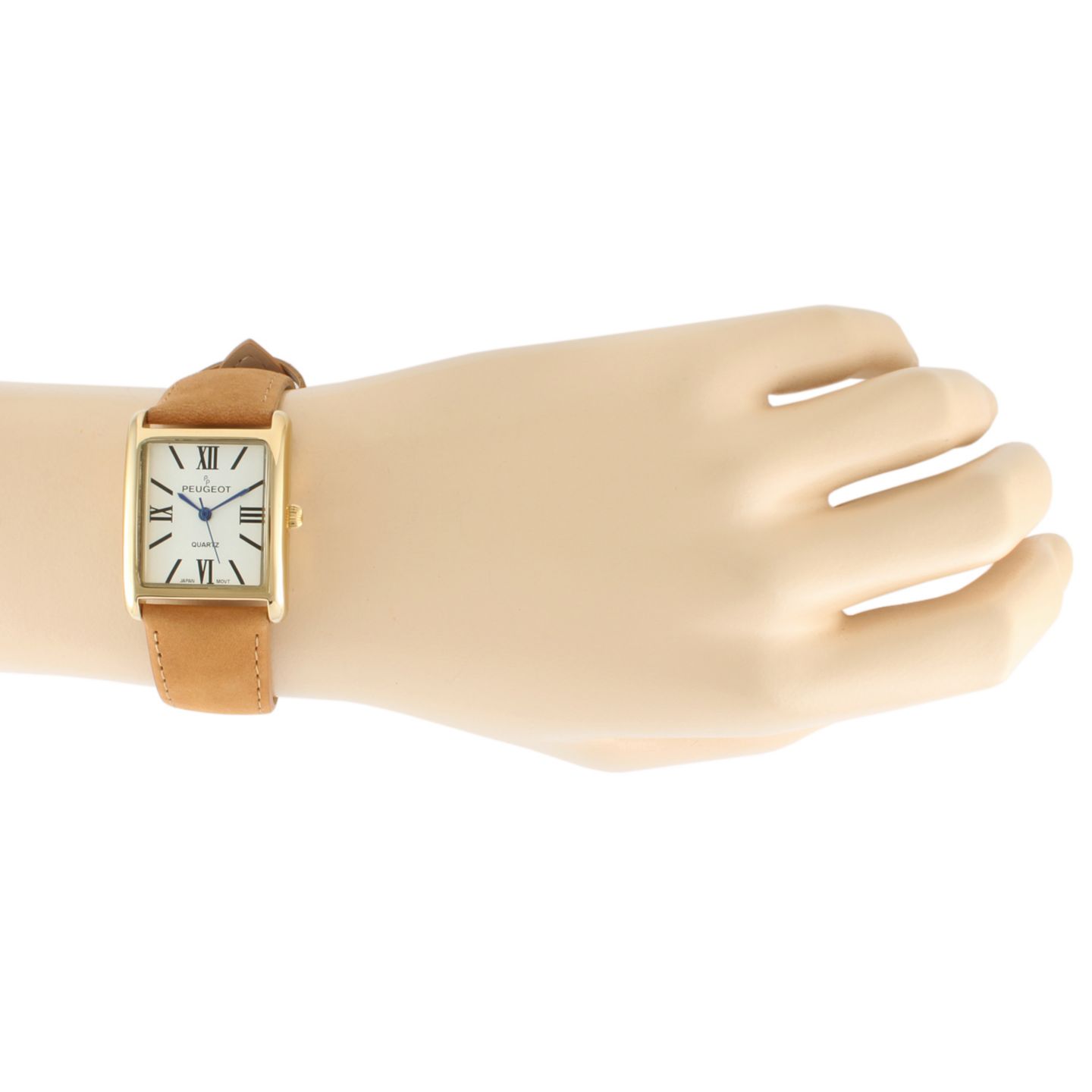 Женские часы Peugeot Tank Watch Roman Dial Brown Leather Strap, цвет: Коричневый — фото 3