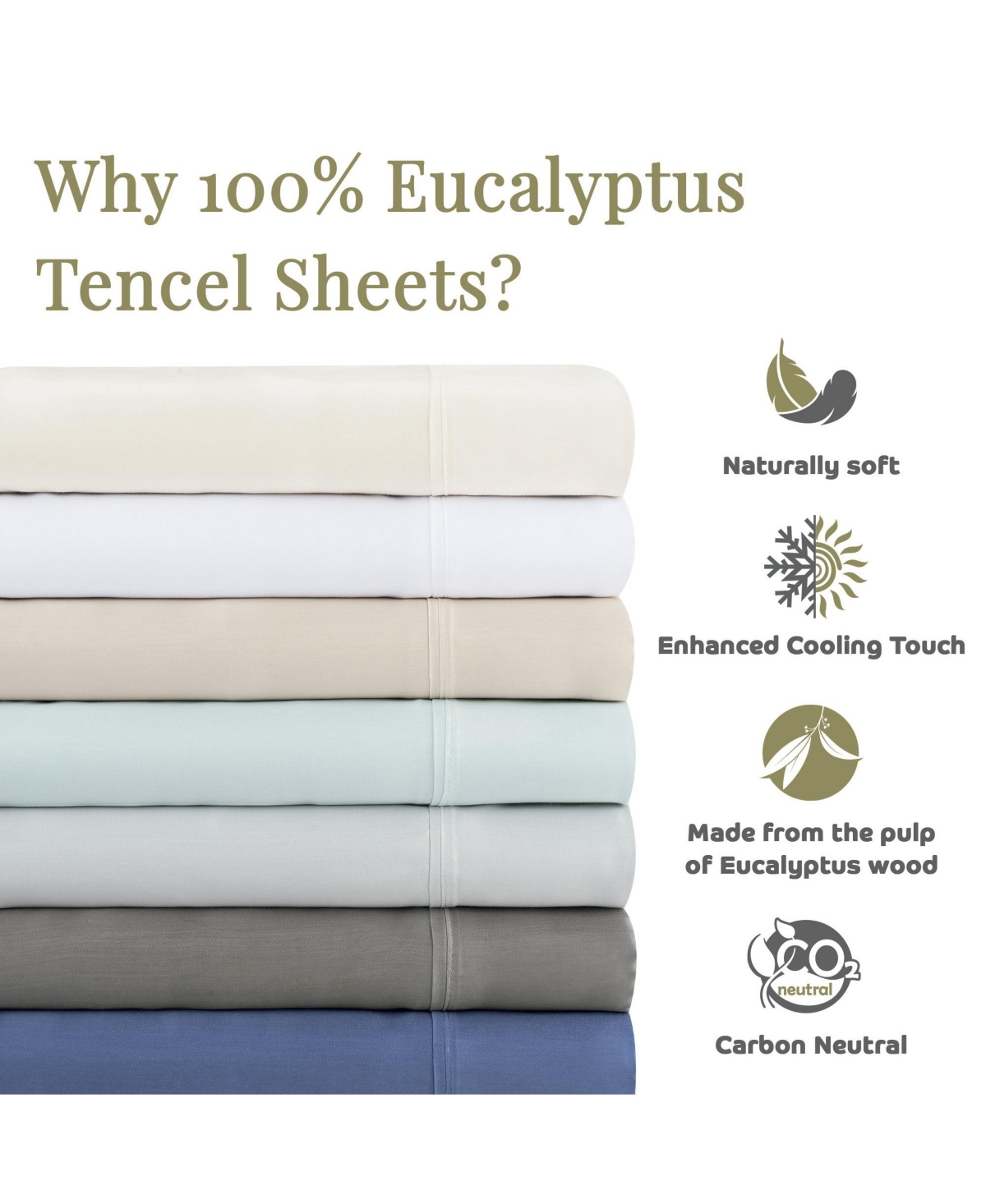 Aston and Arden Eucalyptus Sheet Set, (Full Bed Size), 1 Flat Sheet, 1 Fitted Sheet, 2 Pillowcases, Ultra Soft Fabric, Breathable and Cooling, Eco-Fri