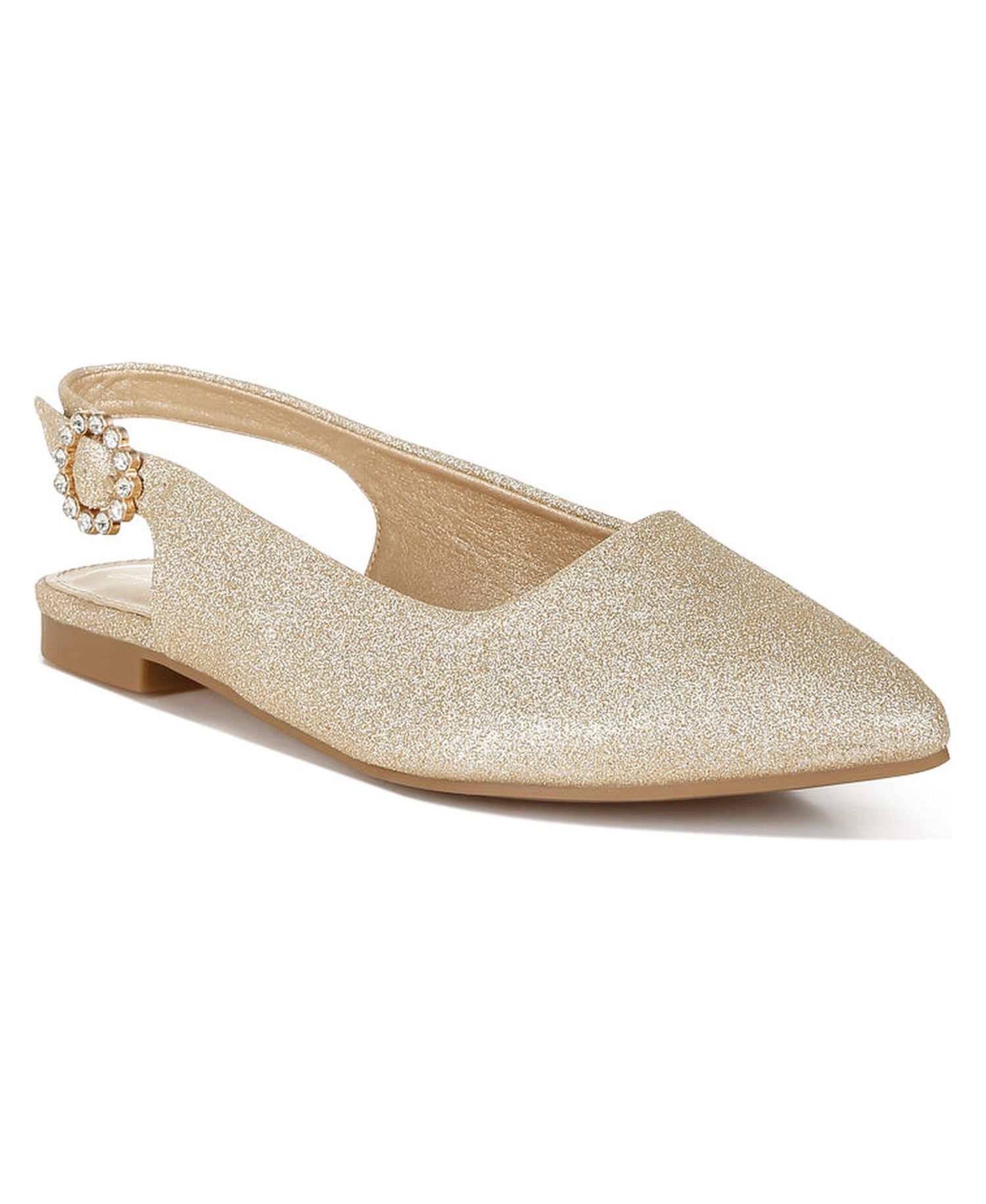 Womens Giora Glitter Slingback Flat Sandals