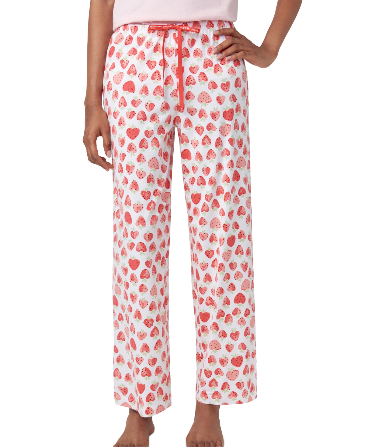 Shop Hue Women's Heart Strawberries Drawstring Pajama Pants In Bright White