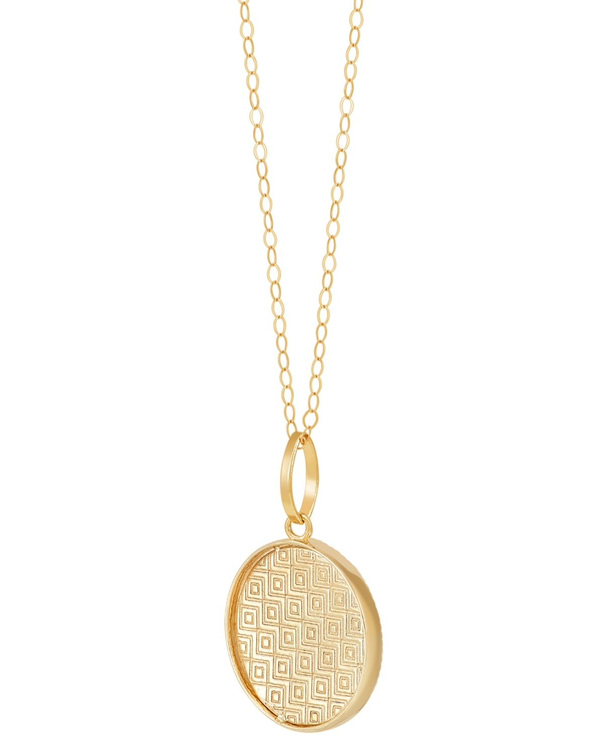 Macy's Polished Sunray Round Disc 18" Pendant Necklace In 10k Gold In Gold