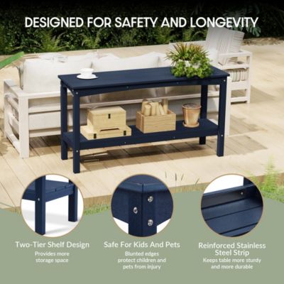 55" Outdoor Patio HDPE Adirondack 2-Tier Shelf Console Table