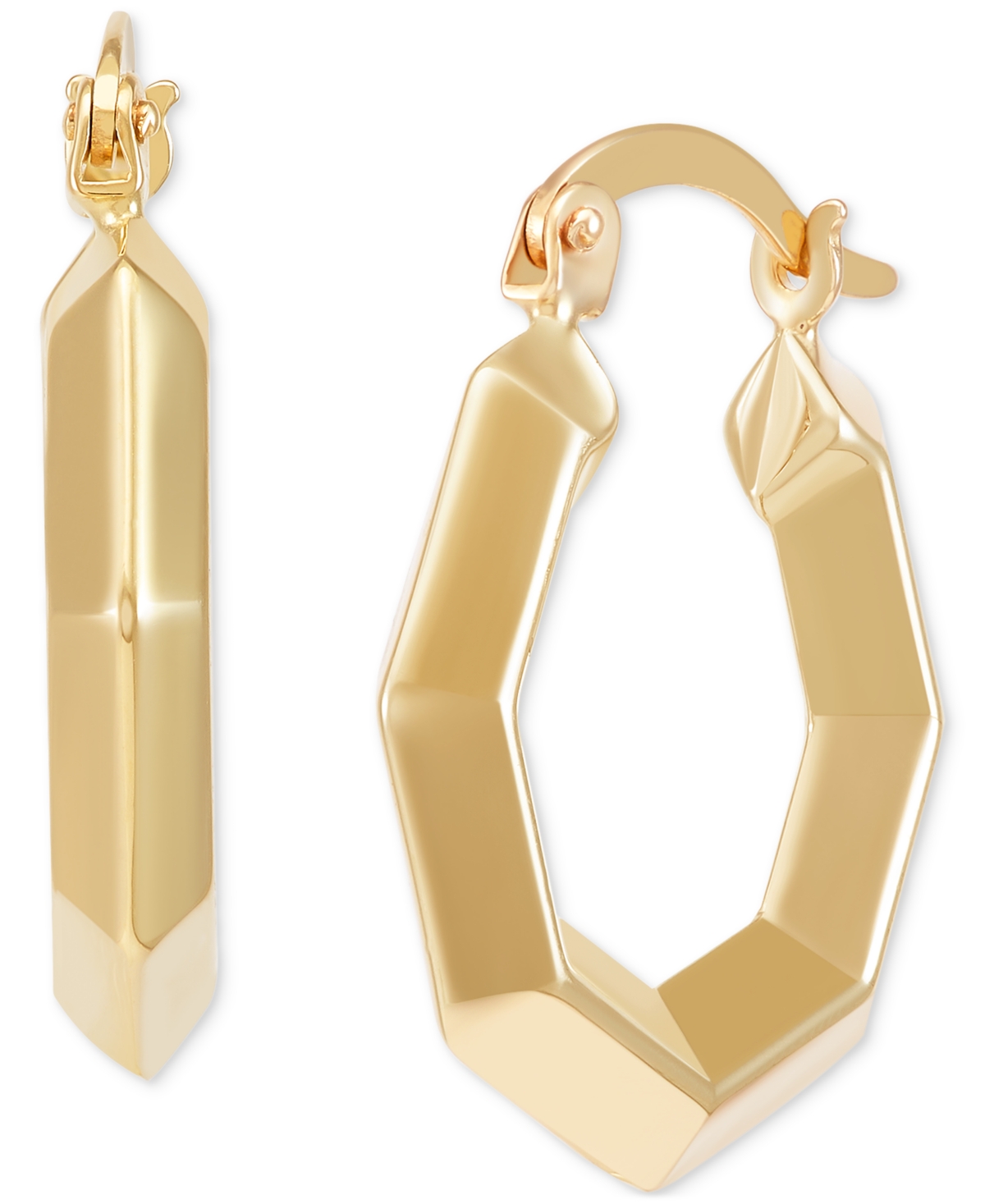 Polished Geometric Knife Edge Small Hoop Earrings in 14k 3/4