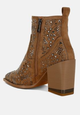 Womens Omishi Stud Embellished Ankle Boots