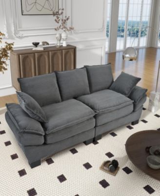 Curved Modern Sofa with Pillows, 85.4