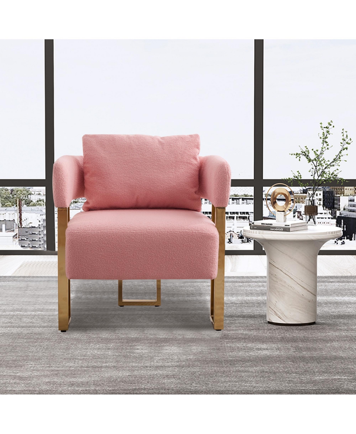 Simplie Fun Cozy Teddy Velvet Foot Sofa: Style and Comfort in Pink