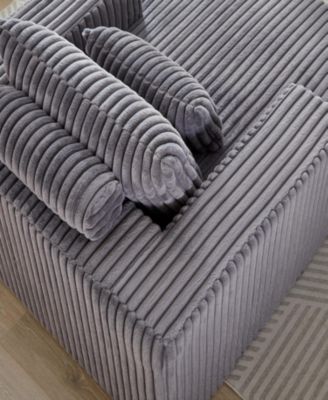 62.5-Inch Corduroy Sponge Sofa Lounge Chair, No Assembly Required, Fluffy Modern Sleeper Chair for Indoor Living Room Bedroom