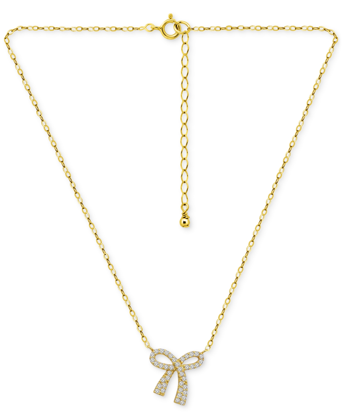 Giani Bernini Cubic Zirconia Bow Pendant Necklace, 18" + 2" Extender, Created For Macy's In Gold