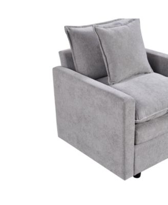 Chenille Fabric Comfy Deep Single Seat Sofa Upholstered Reading Armchair Living Room