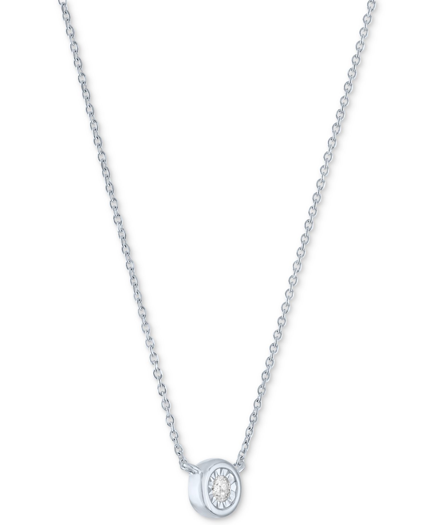 Diamond Bezel 18" Pendant Necklace (1/20 ct. t.w.) in 10k White or Yellow Gold