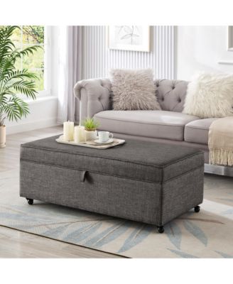 Streamdale Modern Ottoman with Storage and Wheels (Grey