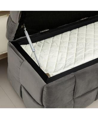 Storage Ottoman, Bedroom End Bench, Upholstered Fabric Storage Ottoman with Safety Hinge, Entryway Padded Footstool, Ottoman Bench for Living Room & Bedroom (Gray)