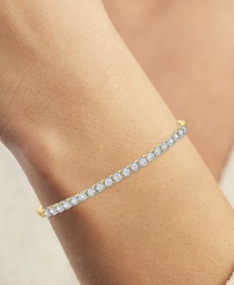 Lab-Grown Diamond Prong Bangle Bracelet (1 ct. t.w.) in Sterling Silver or 14k Gold-Plated Sterling Silver