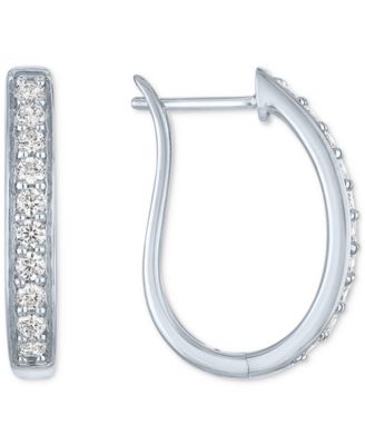 Lab-Grown Diamond Hoop Earrings (1/2 ct. t.w.) in Sterling Silver or 14k Gold-Plated Sterling Silver