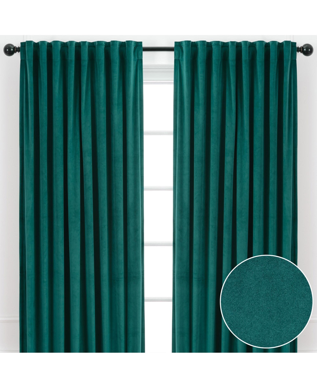 Premium Solid Velvet Curtains - Classy and Solid Drapes for Living Room or Bedroom - 52&#x22; x 108&#x22; - Teal, 2 Panels - Teal