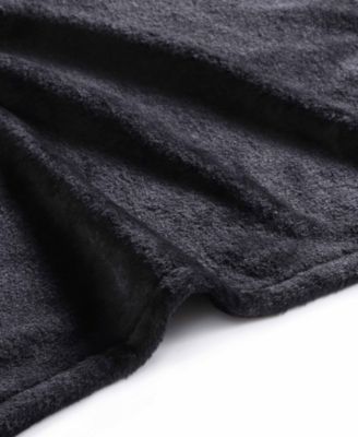 Solid Faux Fur Black Throw Blanket-50X60
