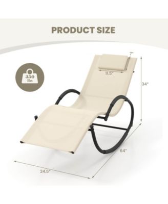 1 PCS Outdoor Rocking Lounge Chair with Removable Headrest Breathable Backrest & Seat