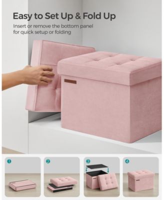 Foldable Storage Ottoman Bench for Living Room, Bedroom, Dark Grey