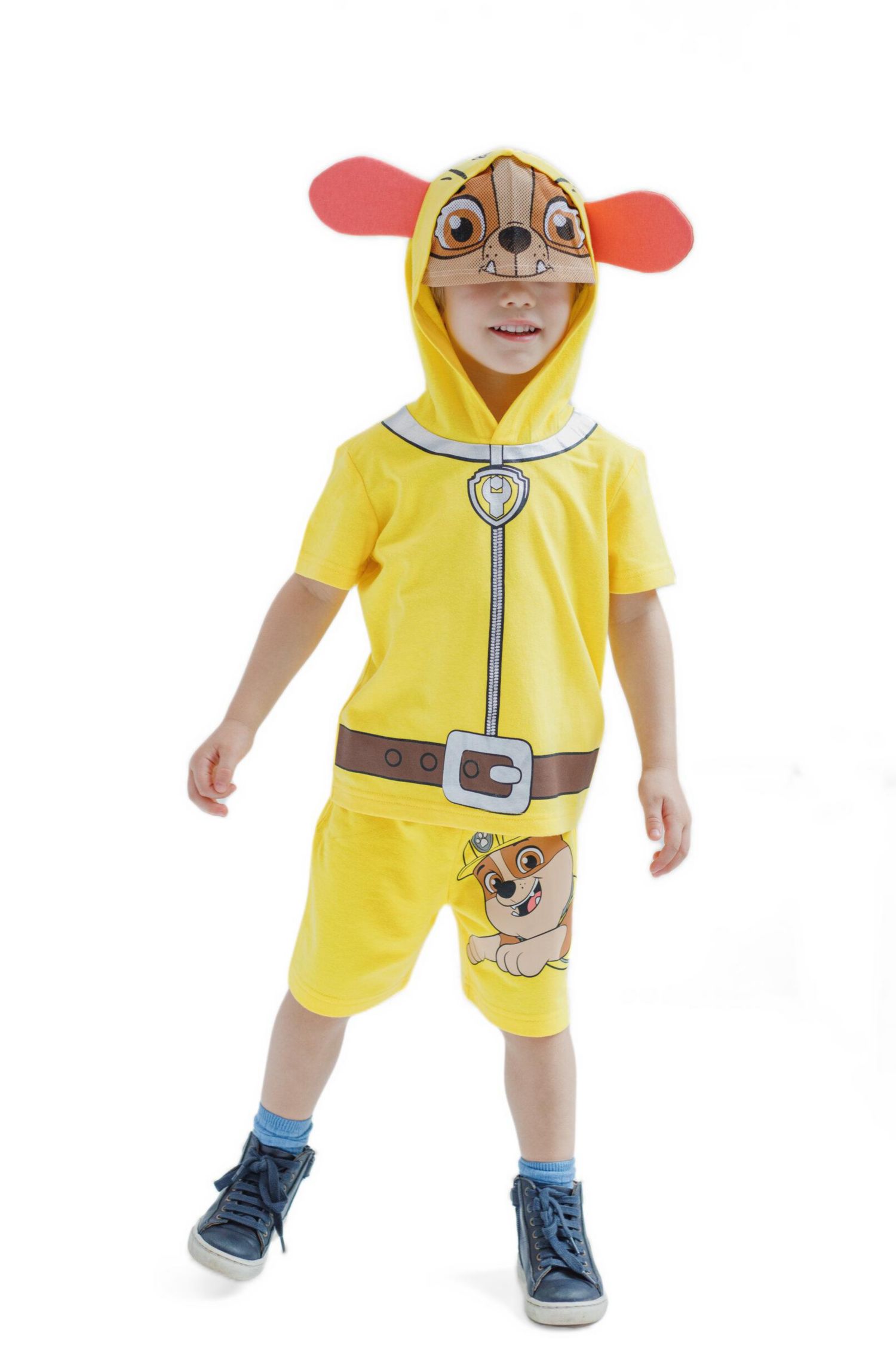 Boys (6-12) Chase Skye Rubble Marshall Cosplay T-Shirt and Bike Shorts French Terry Outfit Set Toddler to Big Kid