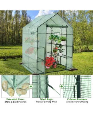 Walk-in Greenhouse 56 x 56 x 77 Inch Gardening with Observation Windows
