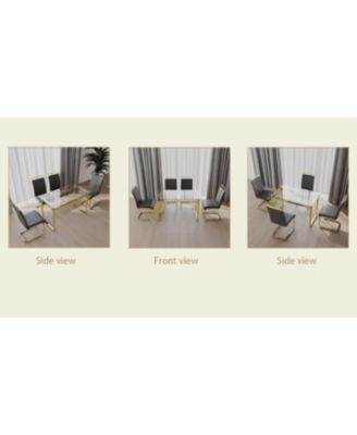 51" Glass Dining Set (4 Chairs) + Golden Legs