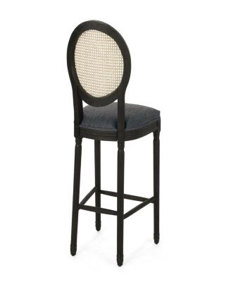 Rustic French Country Barstools With Carved Legs And Wicker Backrests (Set Of 2)