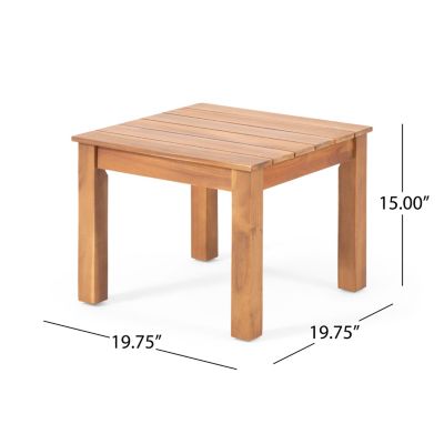 Acacia Wood Slat-Top Side Table: Minimalist Elegance For Outdoor Spaces