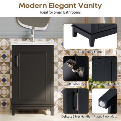 Modern Bathroom Vanity with Ceramic Basin (20x15.5x33.3")