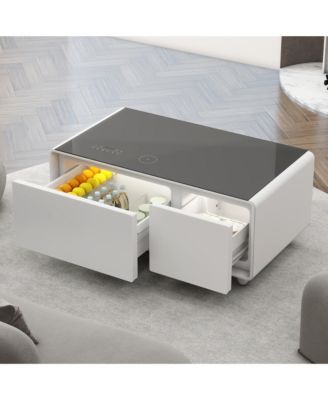 Streamdale Smart Coffee Table w/ Fridge, Speaker, Charging, Lights