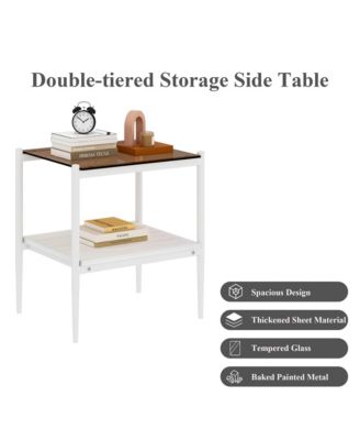 + 2-Piece Set + Glass Top + Modern Design + Rectangle End Table