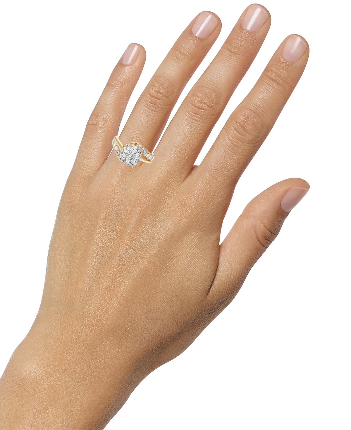 Macy's Diamond Cluster Swirl Ring (1-1/2 Ct. T.w.) In 14k Two-tone Gold In Two-tone Gold