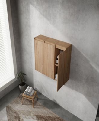 12" Bathroom Side Cabinet, 3-Soft Close Doors, Float Mounting Design
