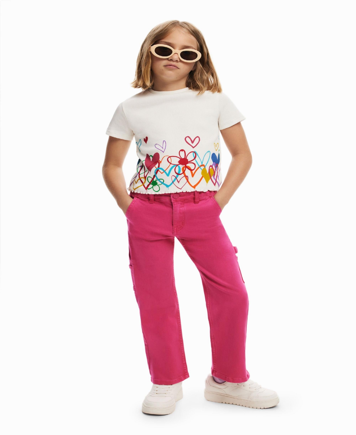 Desigual Girls Girls's Heart illustrations T-shirt