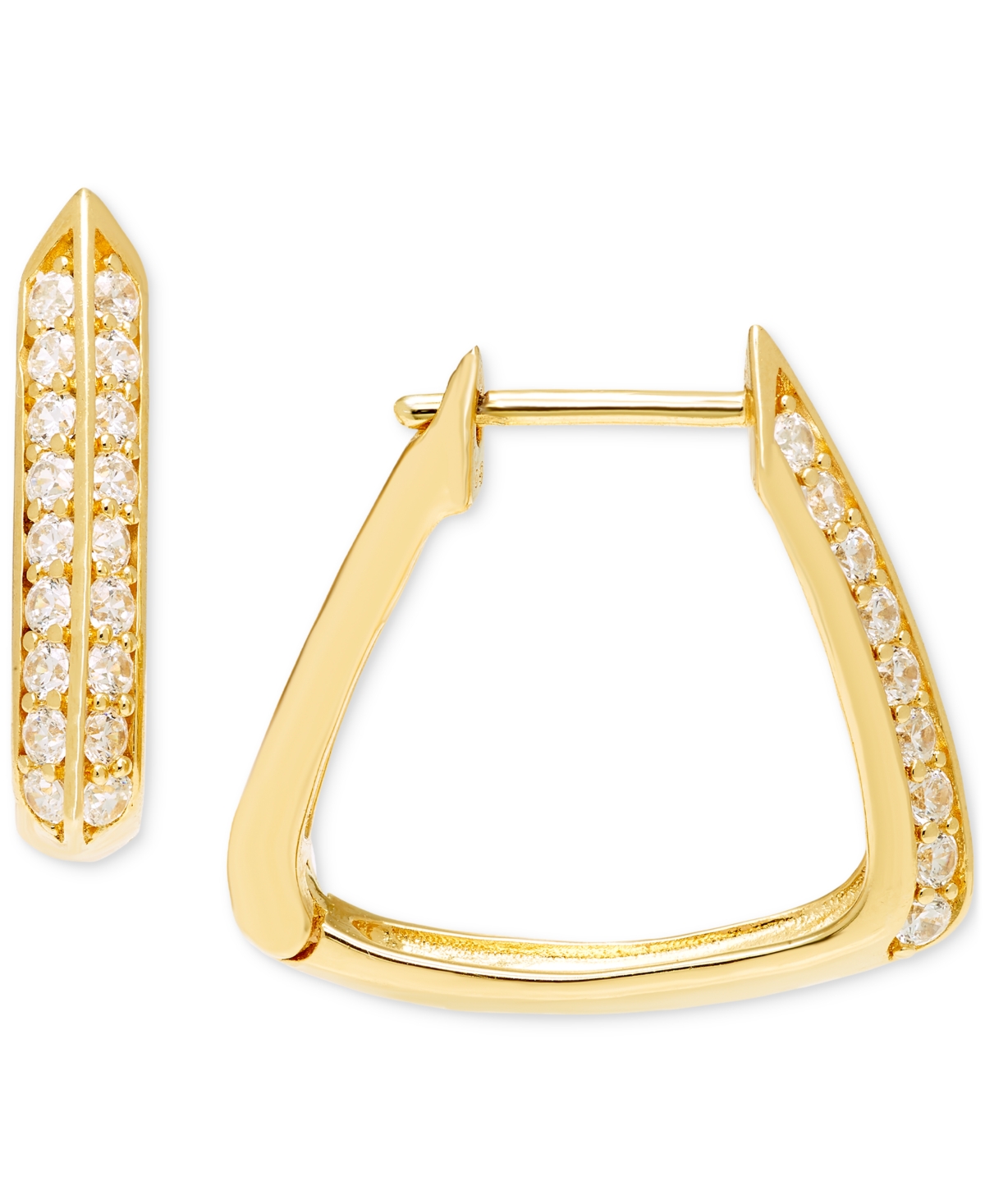 Macy's Diamond Geometric Hoop Earrings (1/2 Ct. T.w.) In 14k White Or Yellow Gold In Yellow Gold