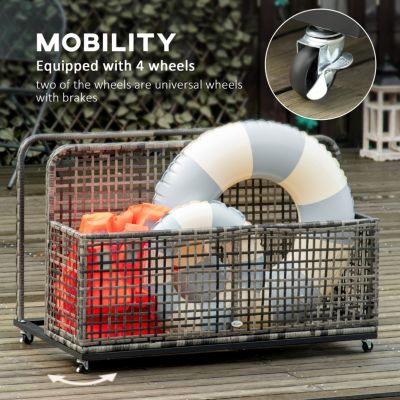 Patio Wicker Pool Float Caddy with Wheels