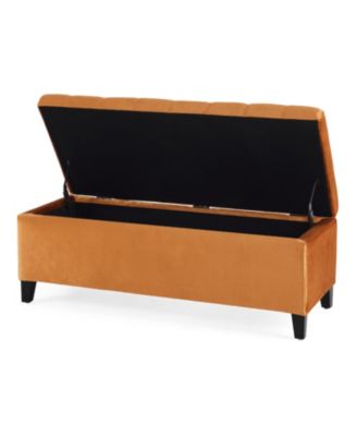 Luxurious Velvet Ottoman with Lift-Top Storage and Waffle Stitching