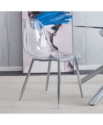 Nordic Transparent Dining Chairs with Metal Legs (Set of 4)