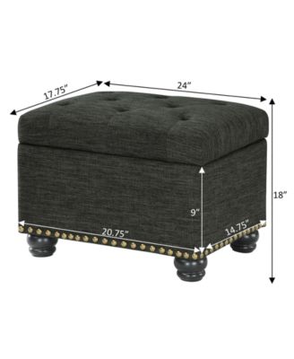 24" Faux Linen 5th Avenue Storage Ottoman