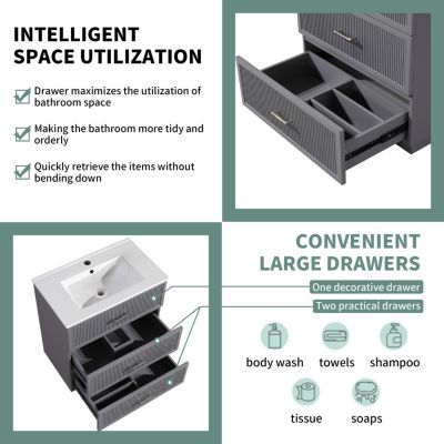 Streamdale Modern 30" Bathroom Vanity Set with Ceramic Sink and Storage