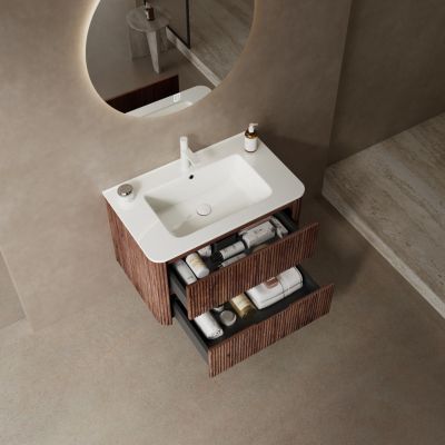 Modern Floating Plywood Vanity (30") with Ceramic Basin