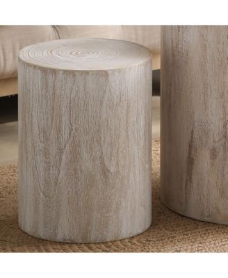 Set of 3 Whitewash Wood Coffee Table with clear and visible tree rings