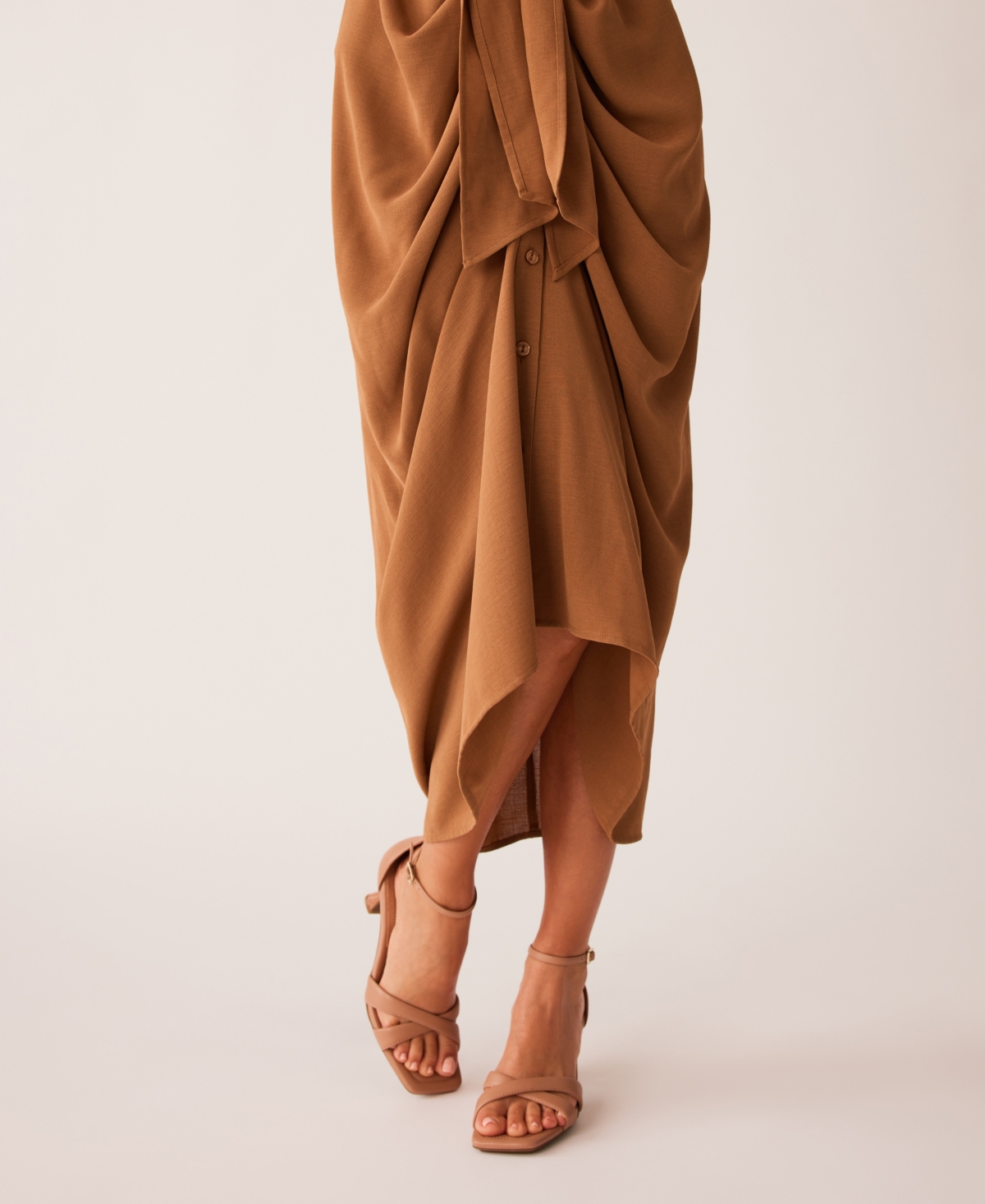 Anne Klein Joss Ankle Strap Kitten Heel Sandal In Tan