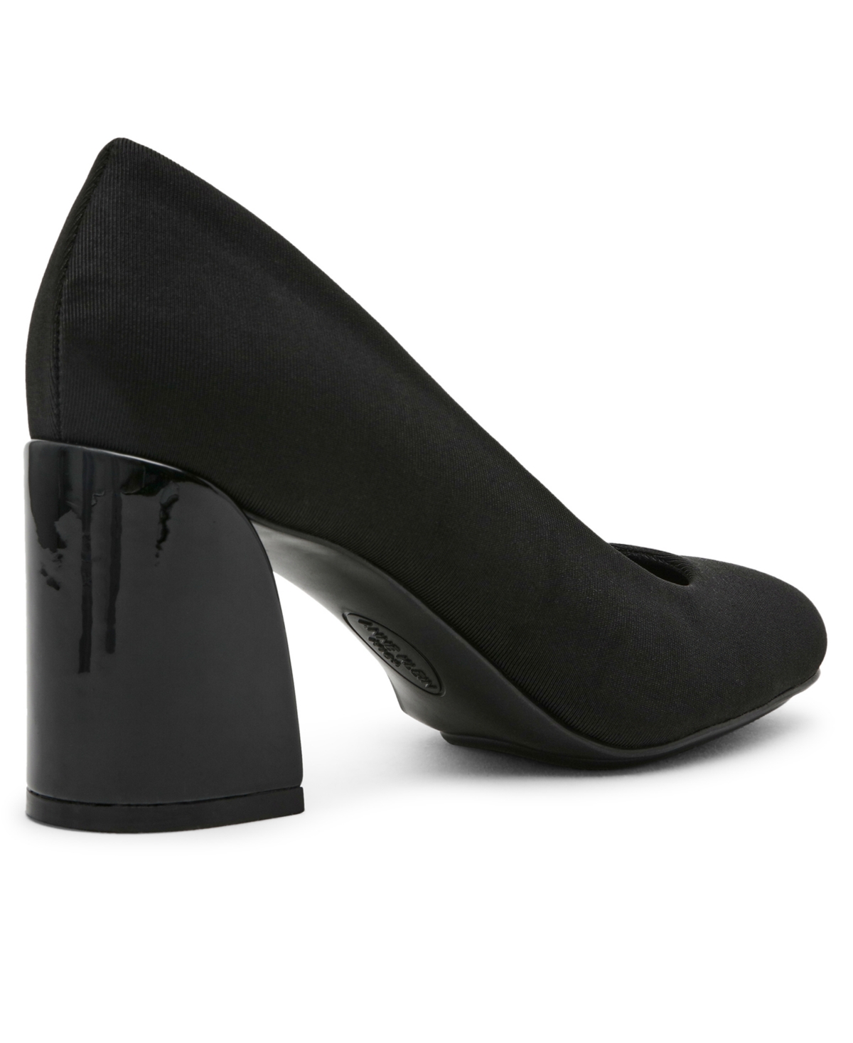 Anne Klein Women's Graham Round Toe Block Heel Pumps In Black Stretch