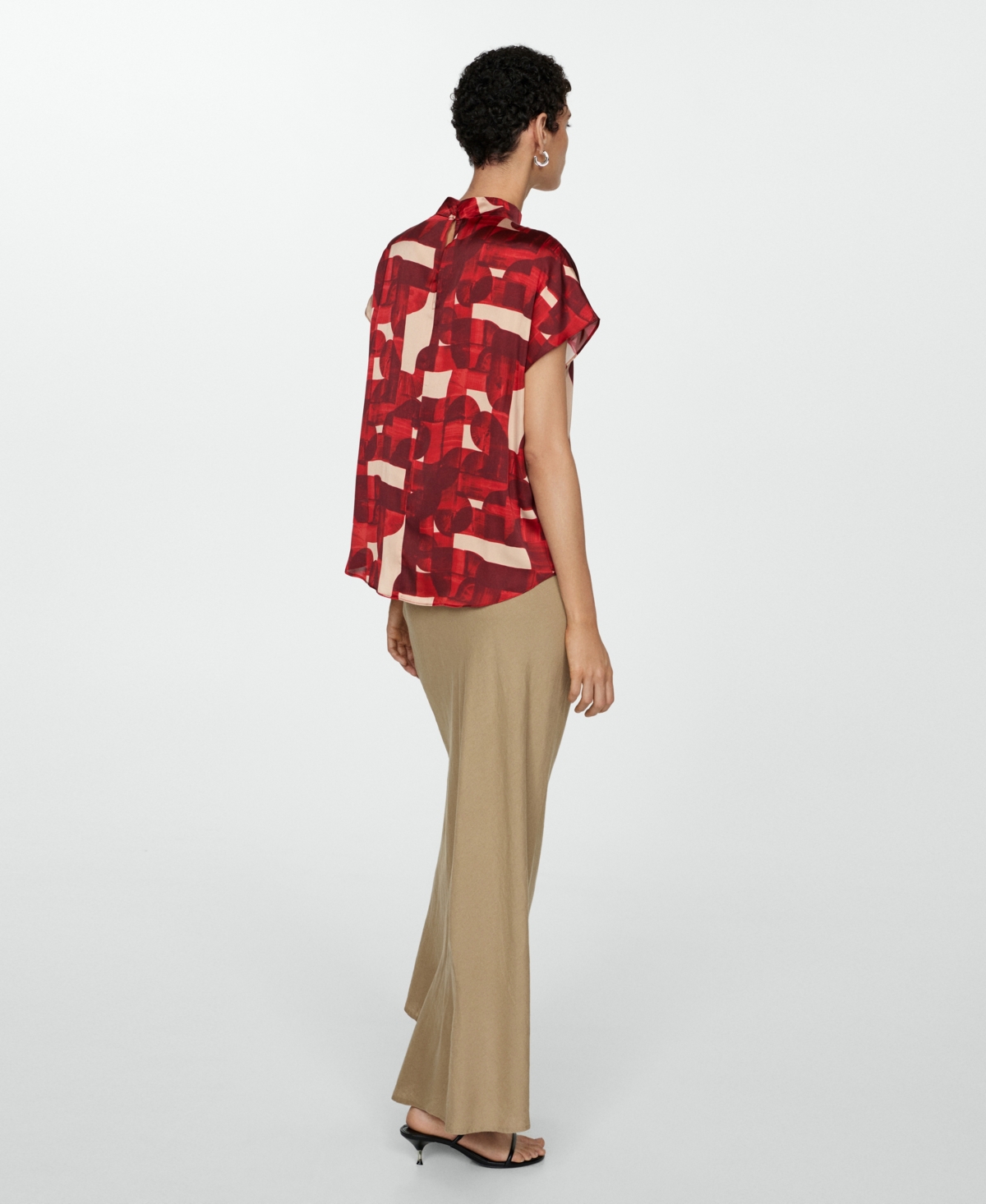 Mango Women's Short Sleeve Printed Blouse